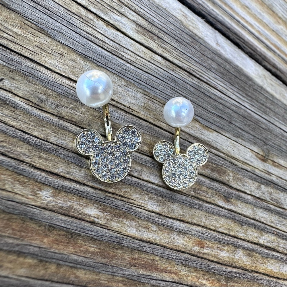 PEARL MICKEY  Crystal Sparkling Earrings With Gift Box - Picture 6 of 7